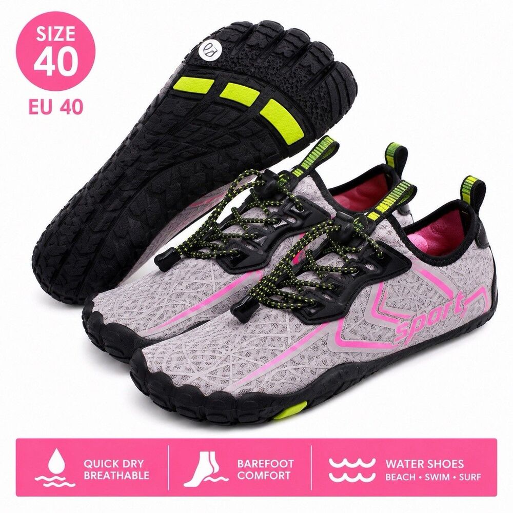 Water Shoes Quick Dry Barefoot for Swim Diving Surf Sport Beach Pink Gray EU 40